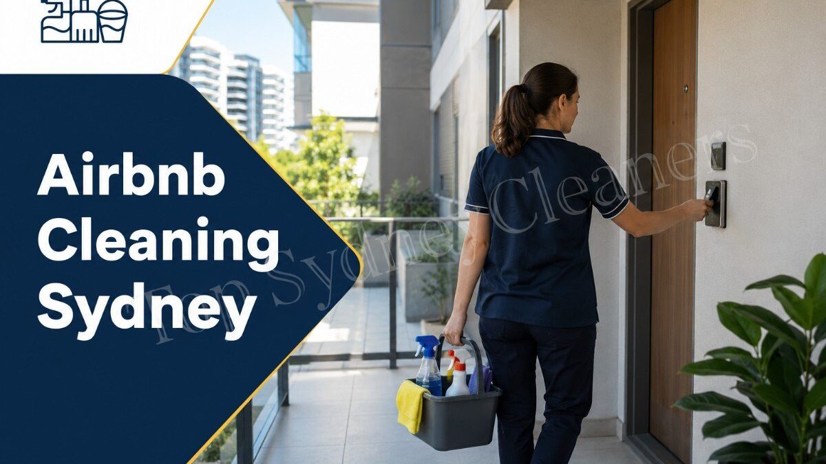 Professional Airbnb cleaner arriving at a Sydney apartment for a turnover clean