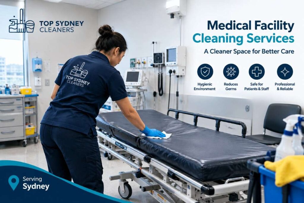 Disinfecting an examination bed in a medical consultation room