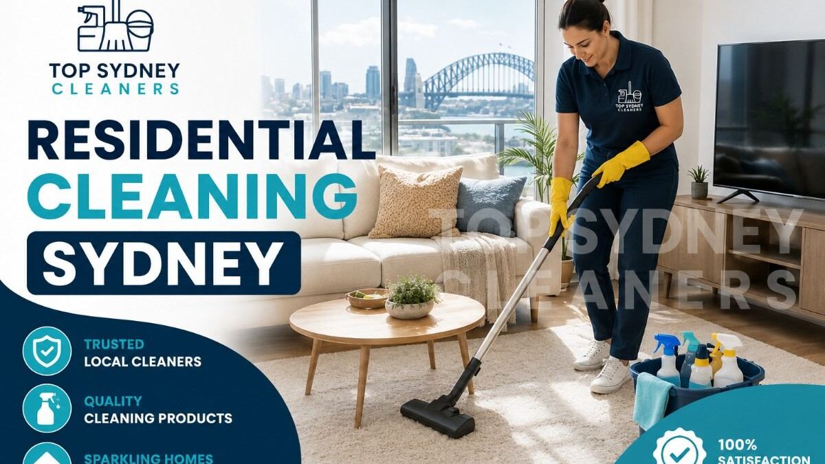 Professional residential cleaning service in a Sydney home living room