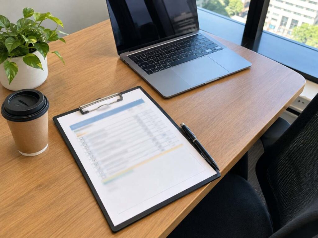 Clipboard with a schedule for strata cleaning contracts and services