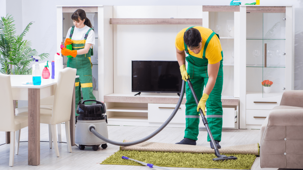 A living room in a Sydney home being cleaned