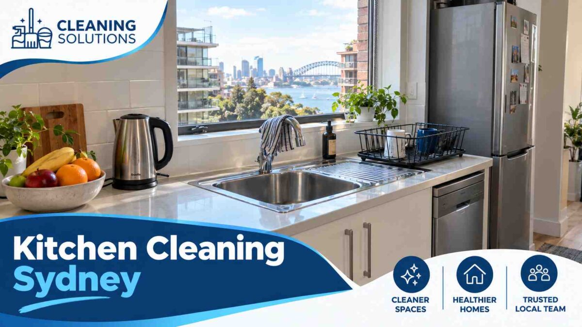 Clean kitchen bench and sink in a Sydney apartment after a kitchen cleaning